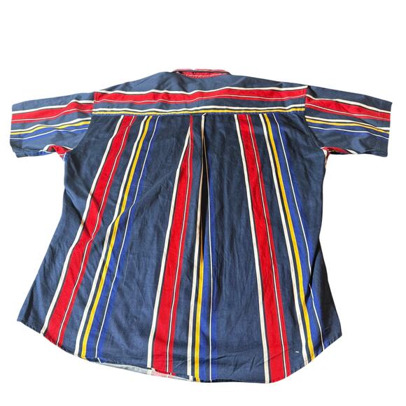 Vintage Chaps Ralph Lauren Shirt Mens Large Striped Vertical Crest Short Sleeve - Picture 6 of 6